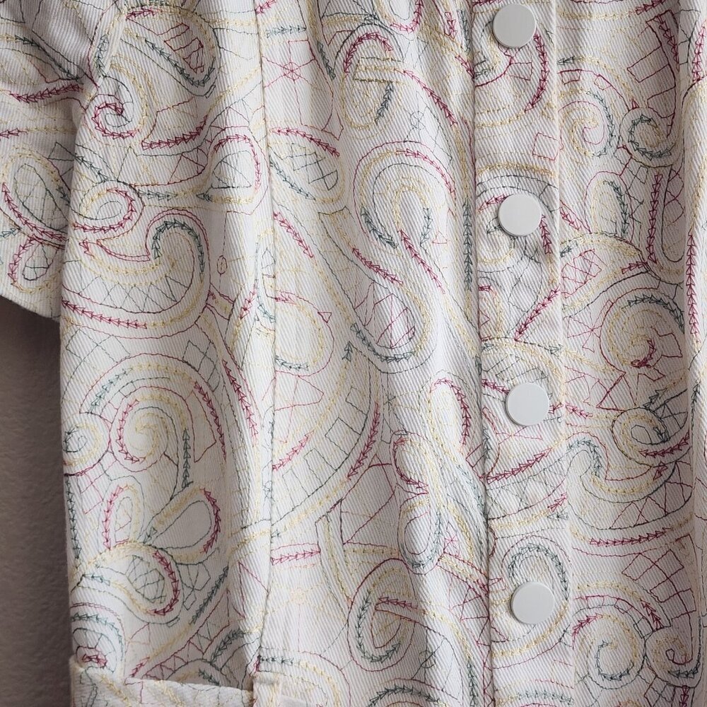 Shoshanna Romper Womens 4 White Multicolor Paisley Short Sleeve Belted Pockets
